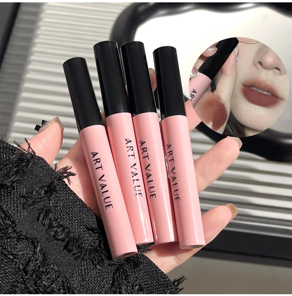 Art Value Black Pink Love Letter Lip Makeup Set Whitening Long-lasting Lip Mud Mirror Lip Glaze Gift Lip Glaze Set