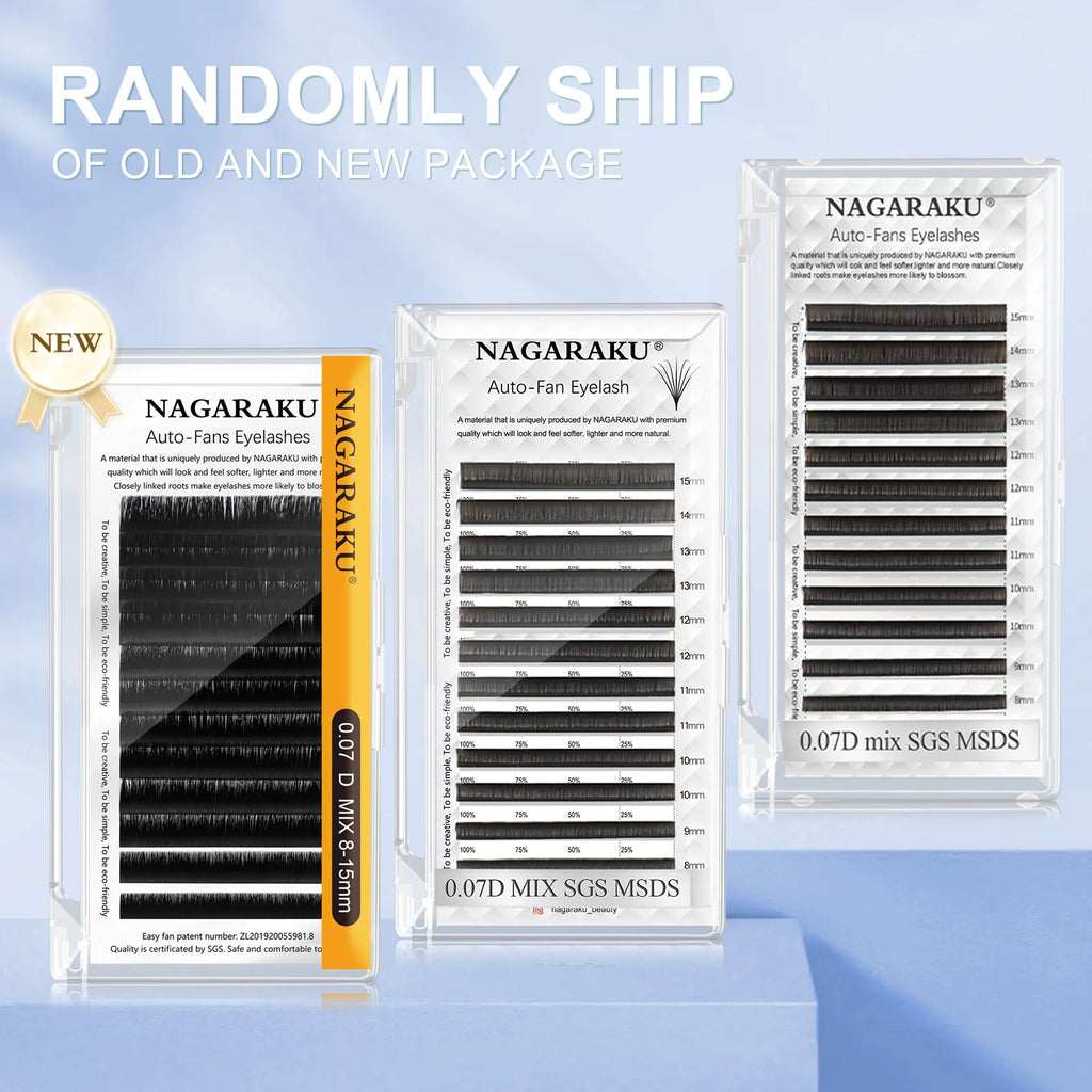 NAGARAKU Easy Fanning Eyelash Extension Autofan Fast Bloom Self Flowering Pre-bonded Volume Makeup Easyfan False Eyelashes