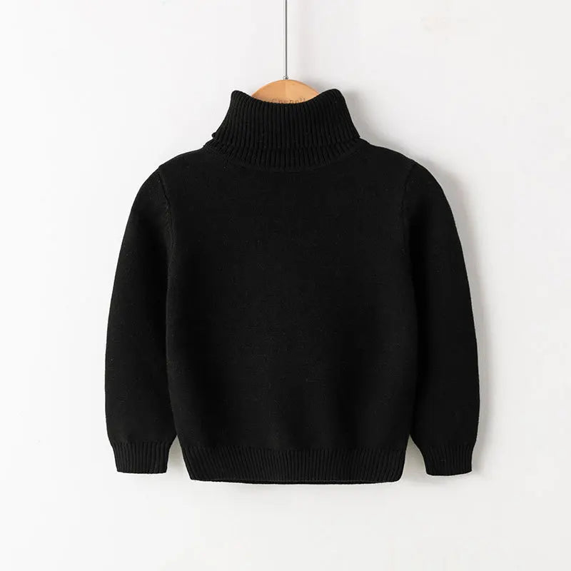 New Autumn Winter Children's Cotton Sweater Full Sleeve Turtleneck Knitwear Baby Boys Girls Clothing Warm Soft Jumper Pullovers