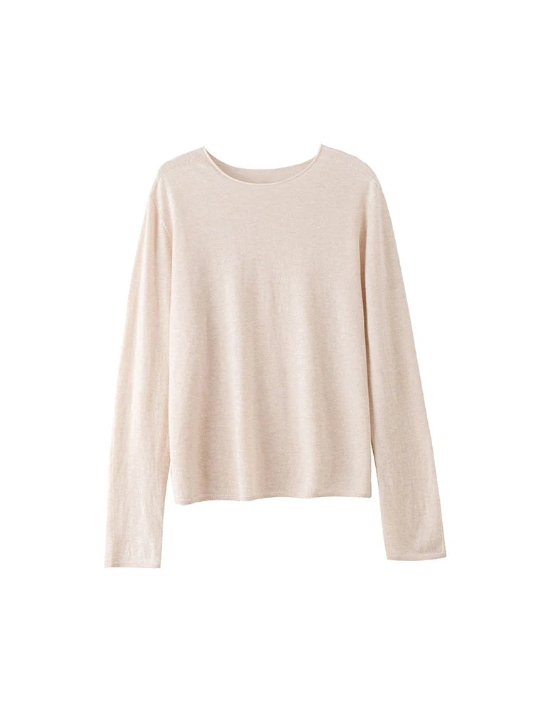 SuyaDream, Women Wool Pullovers, 5%Cashmere 92%Wool, Soft Cozy Sweaters, 2025 Fall Winter Basic Solid Knit Top