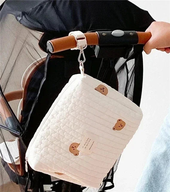 Korea Style Newborn Baby Care Diaper Mummy Shoulder Bag Embroidery Quilted Stroller Diaper Storage Organizer Large Handbags