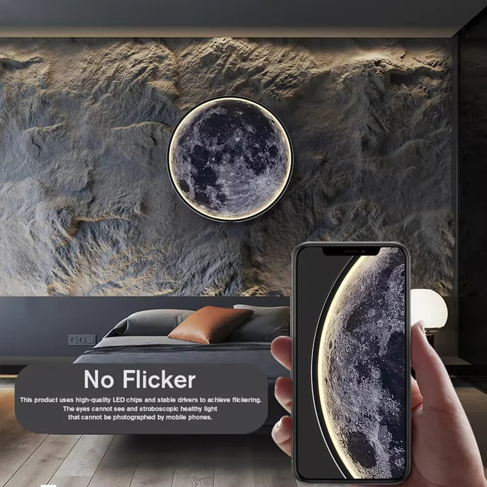 Interior Wall Light Creativity Lunar Surface Wall Lamp Intelligent Remote Control Dimming Home Decorations Bedroom Corridor Amp
