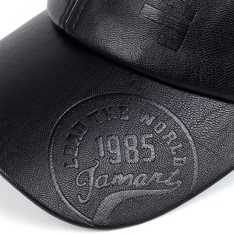 Unisex 1985 Letter Imprinting Leather Baseball Caps Spring and Autumn Outdoor Adjustable Casual Hats Sunscreen Hat