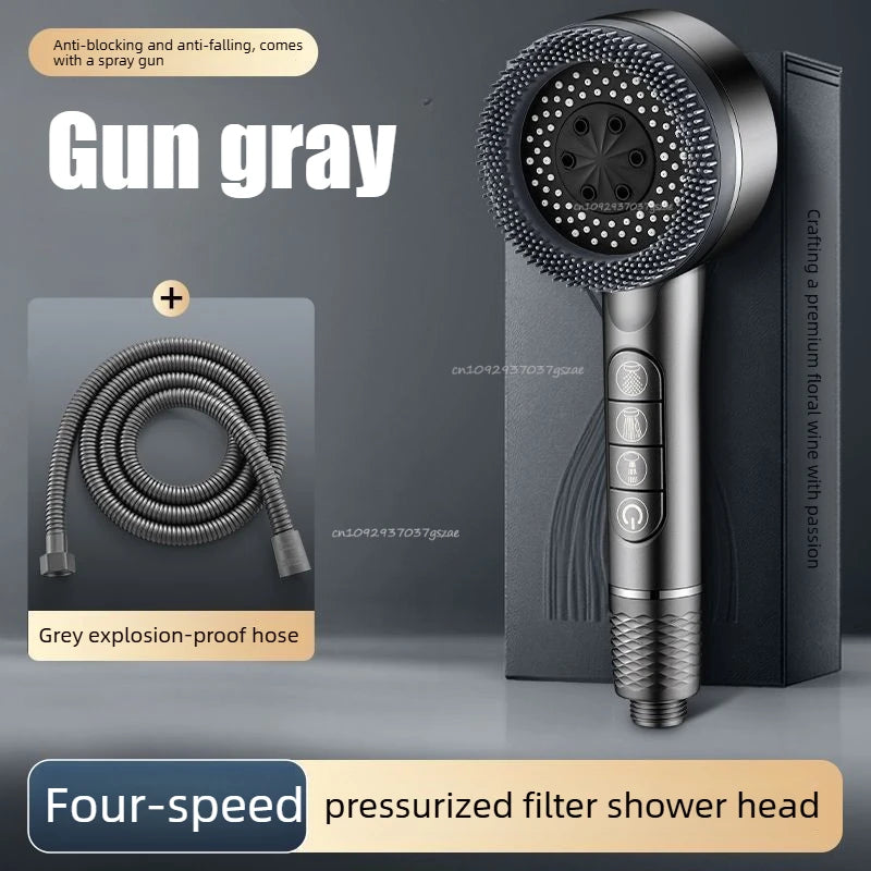 Shower Head 4 Modes Water Saving Adjustable High Pressure Shower Handheld Spray Hangable Multifunctional Bathroom Accessories