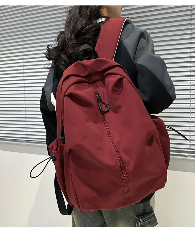15.6 Inch Nylon Waterproof College Backpack Large Capacity Travel Unisex Laptop Backpacks Simple Design School Bag for Teenagers