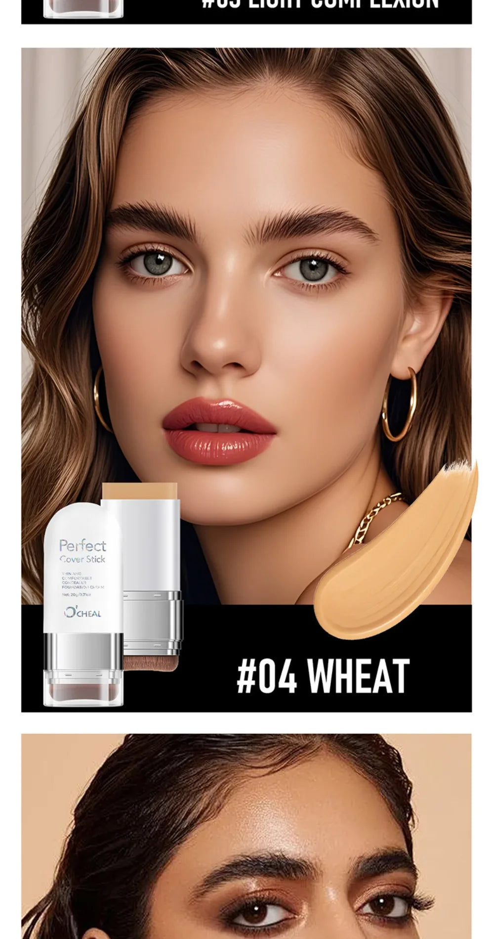 Thin and Comfortable Perfect Cover Stick Waterproof Instant Natural Concealer Foundation Stick Long-lasting with Brush