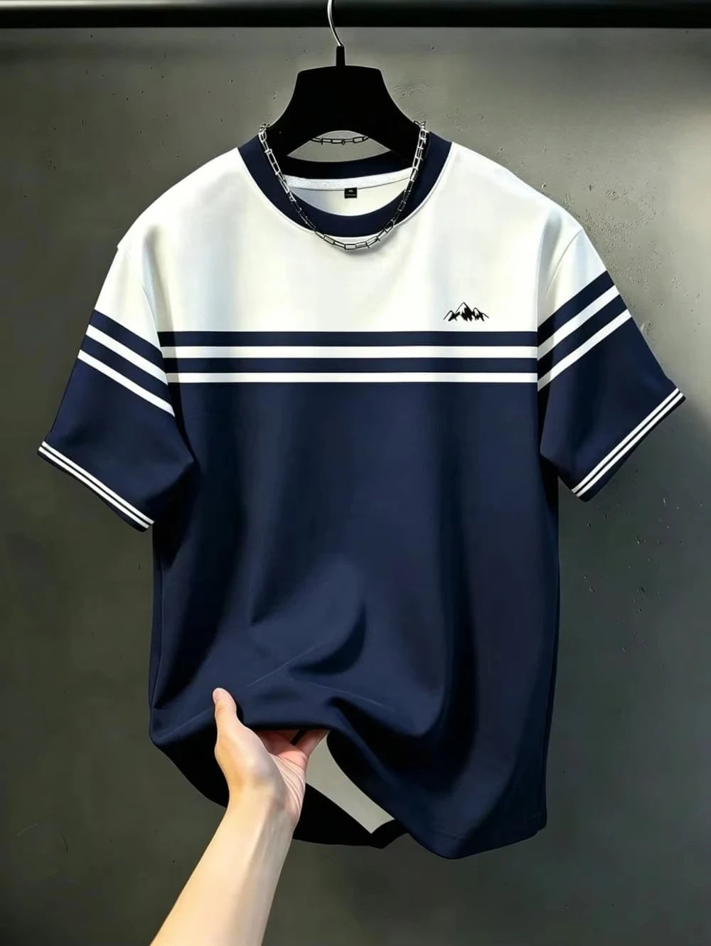 Color-Contrast Vertical Stripes 3D Print Men's Loose-Fitting Breathable Short-Sleeved TShirt Casual Street Trendy Parental Cloth