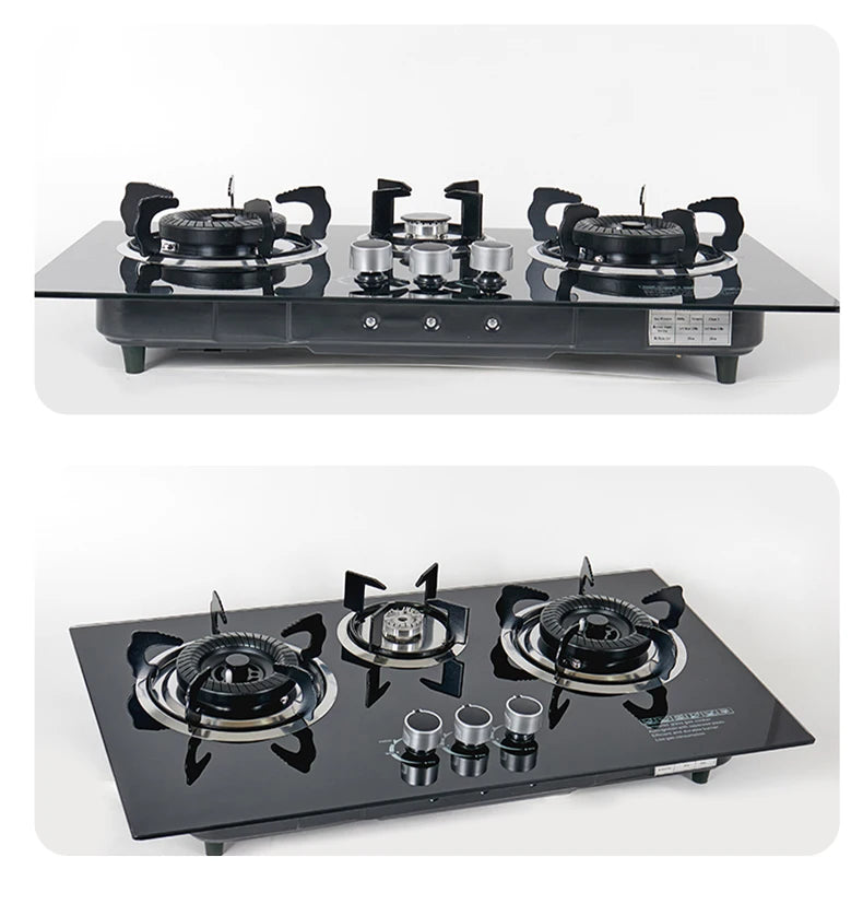 Built-in Cooktops Tempered Glass Top  3 Burner Gas Stove