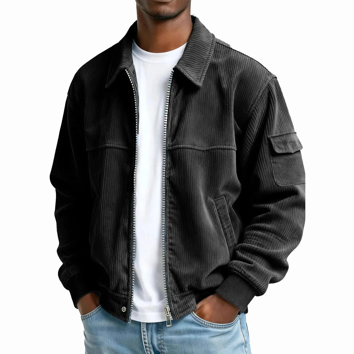 2026 Autumn Winter Men's Vintage Jackets Solid Corduroy Fashion Casual Full Sleeve Pocket Outwear Coats Man Sports Streetwear