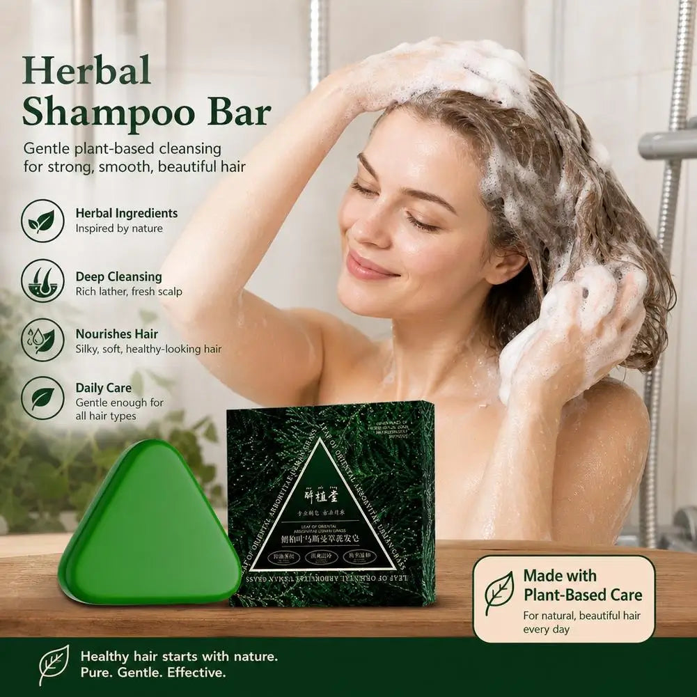 Usman Grass & Platycladus Shampoo&Bar Handmade Solid Soap Strengthens Root Anti Hair Loss Herbal Shampoo Soap Hair Growth