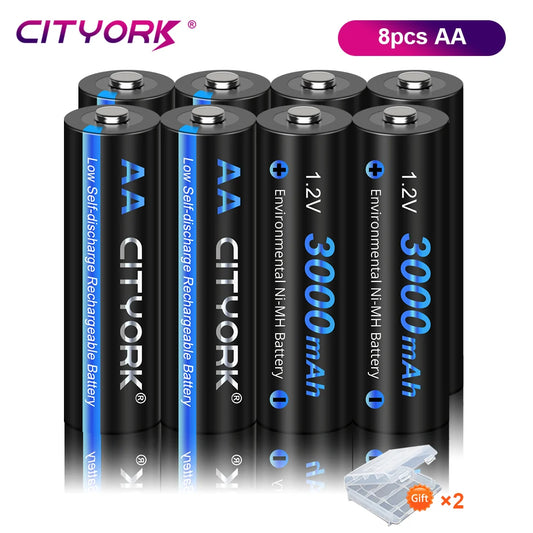 CITYORK 4-16PCS 1.2V AA NIMH Rechargeable Battery 3000mAh AA HR6 NI-MH Batteries AA Cell With LCD 1.2V AA AAA Battery Charger
