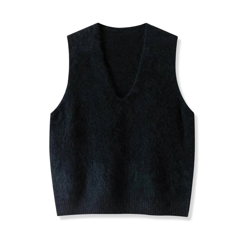 SuyaDream, Women Vests, Fleece Wool, V Neck, Chic Pullovers, 4.7%Cashmere 95.3%Wool, 2025 Fall Winter Sweaters, Tanks