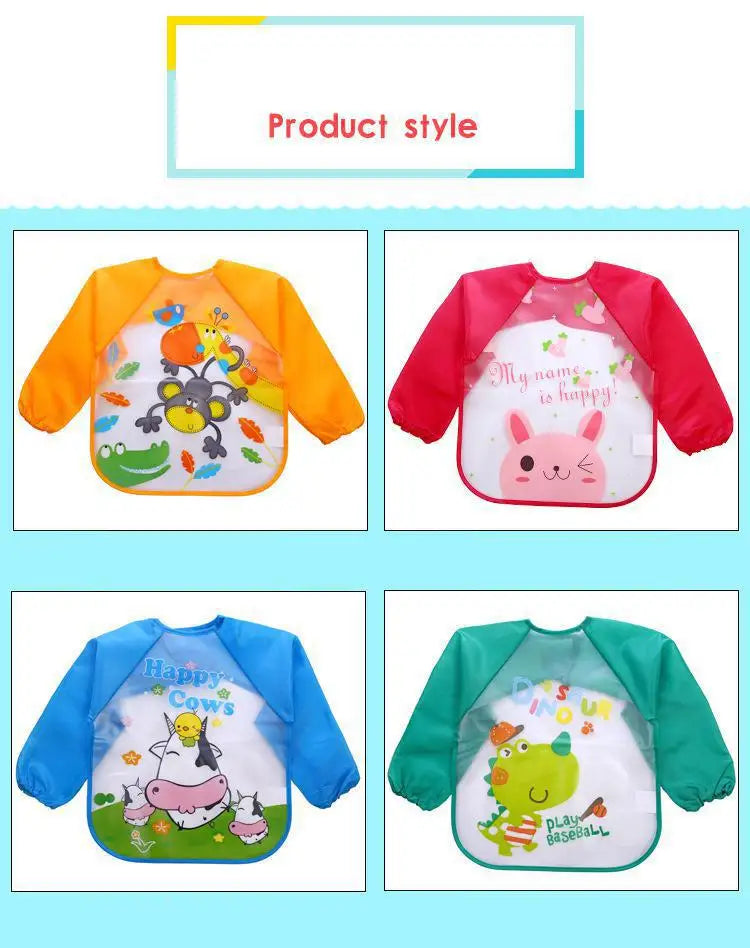 0-4 Years Baby Bibs Waterproof Kid Eating Clothing Children's Long Sleeves Feeding Smock Bib Baby Apron Bandana Bibs Clothes