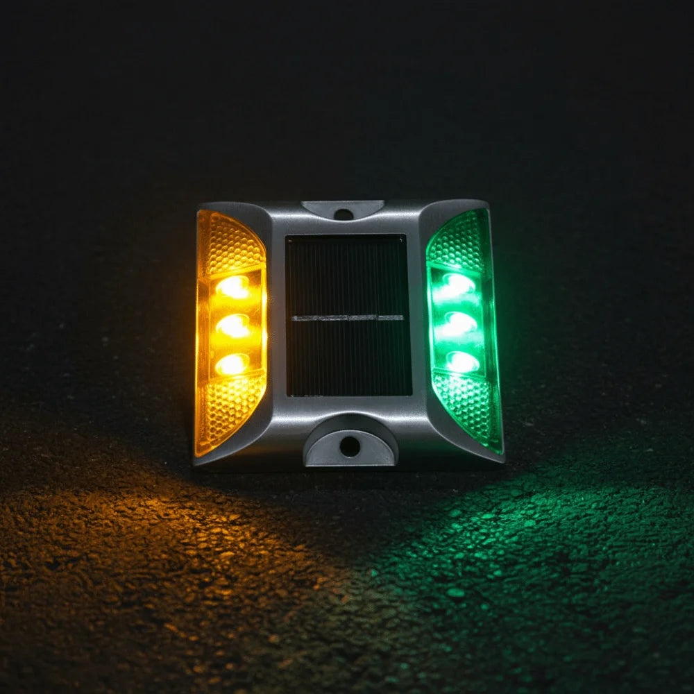 Solar Powered Solar Road Stud Light Outdoor Lighting Durable LED Ground Light Flashing Double Side Traffic Marker Light