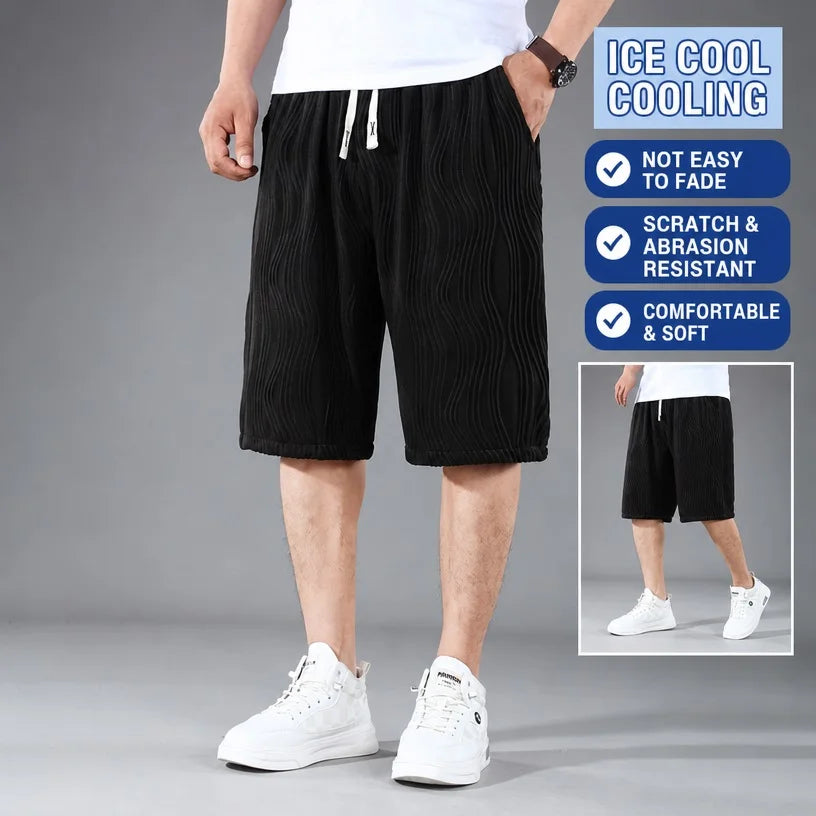 Extra Big Size Men Ice Silk Short Elastic Waist Casual Bermuda Male Summer Cool Icy Plus Large 11XL Loose Fit Stretch Breathable