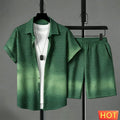 summer outfits man shirt set Gradient Leisure shirt set solid color 2 piece set leisure vacation outfit two piece fashion outfit
