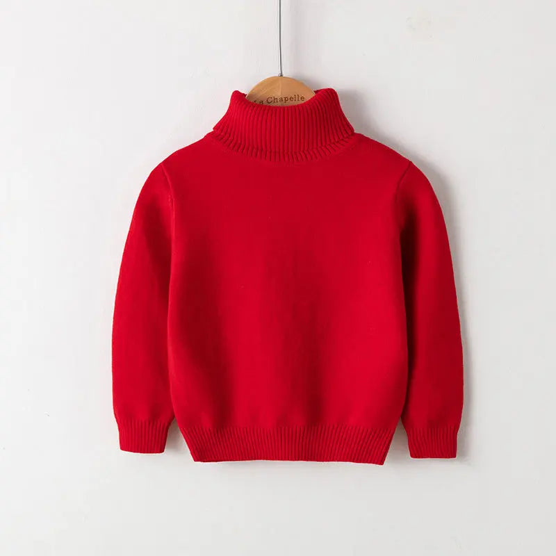 New Autumn Winter Children's Cotton Sweater Full Sleeve Turtleneck Knitwear Baby Boys Girls Clothing Warm Soft Jumper Pullovers
