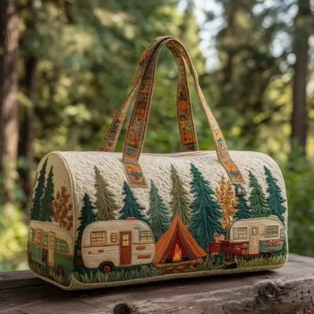 Durable 18x9x9cm Quilted Duffle Bag 3D Quilting Craft Large Capacity Fitness Short Bag Travel Handbag for Travel