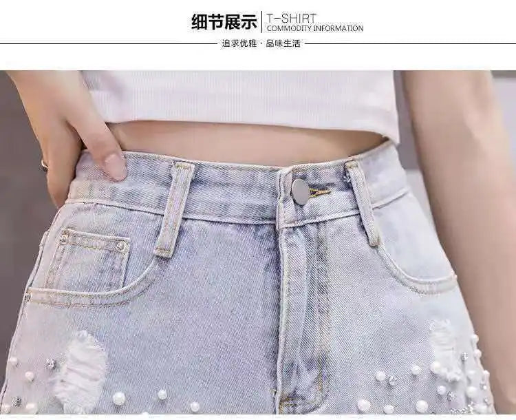 2026 Summer New Personalized Denim Shorts for women's High waisted Diamond Studded Heavy industry Sequin Tassel Fashion Shorts
