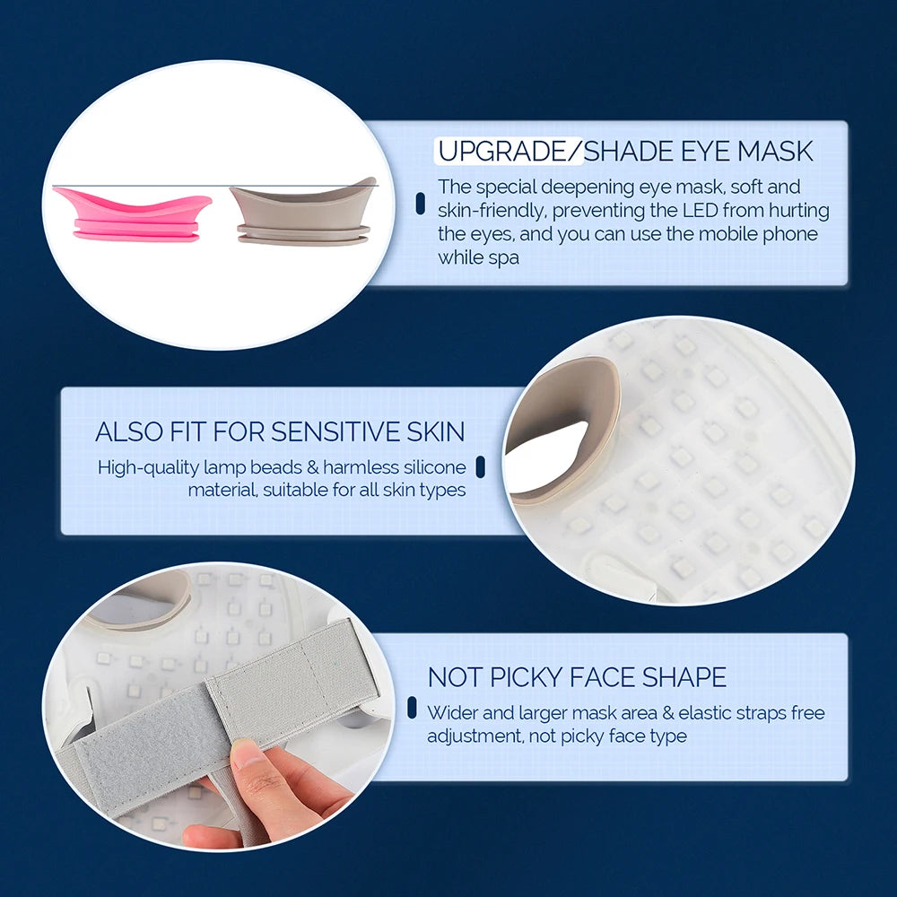 3D Flexible Silicone LED Face Neck Mask Wireless 7 Colors Photon Red Light Infrared Beauty Mask for Facial Skin Repair Home Skin Care Tool