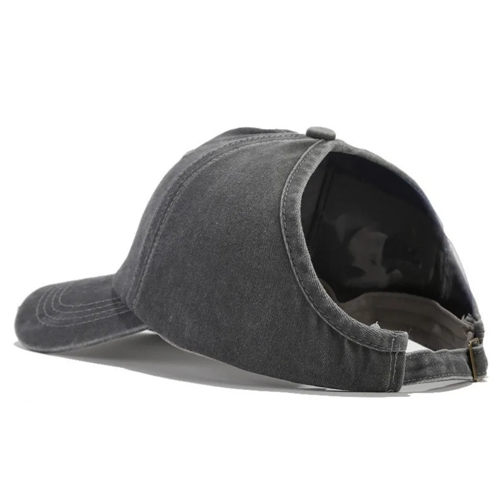 Visor Cap Solid Color Washed Baseball Cap Hip Hop Adjustable Empty Top Hat Snapback Cap Sunscreen Sun Protection Peaked Hat Men