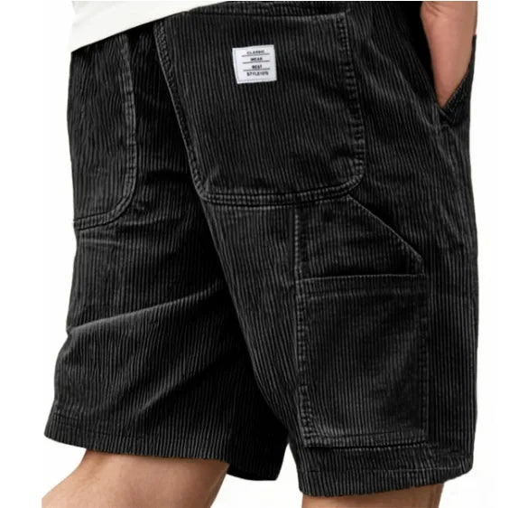 2026 European & American New Style Men's Corduroy Shorts, Multi-pocket Embroidered Logo Retro Cargo Casual Shorts