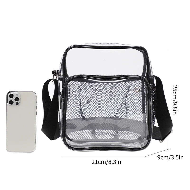 TINYAT Women Lightweight Mesh Strap Transparent PVC Bags Put Lost Headphone Jack Umbrella Cell Phone 9.7 inch iPad For Concerts