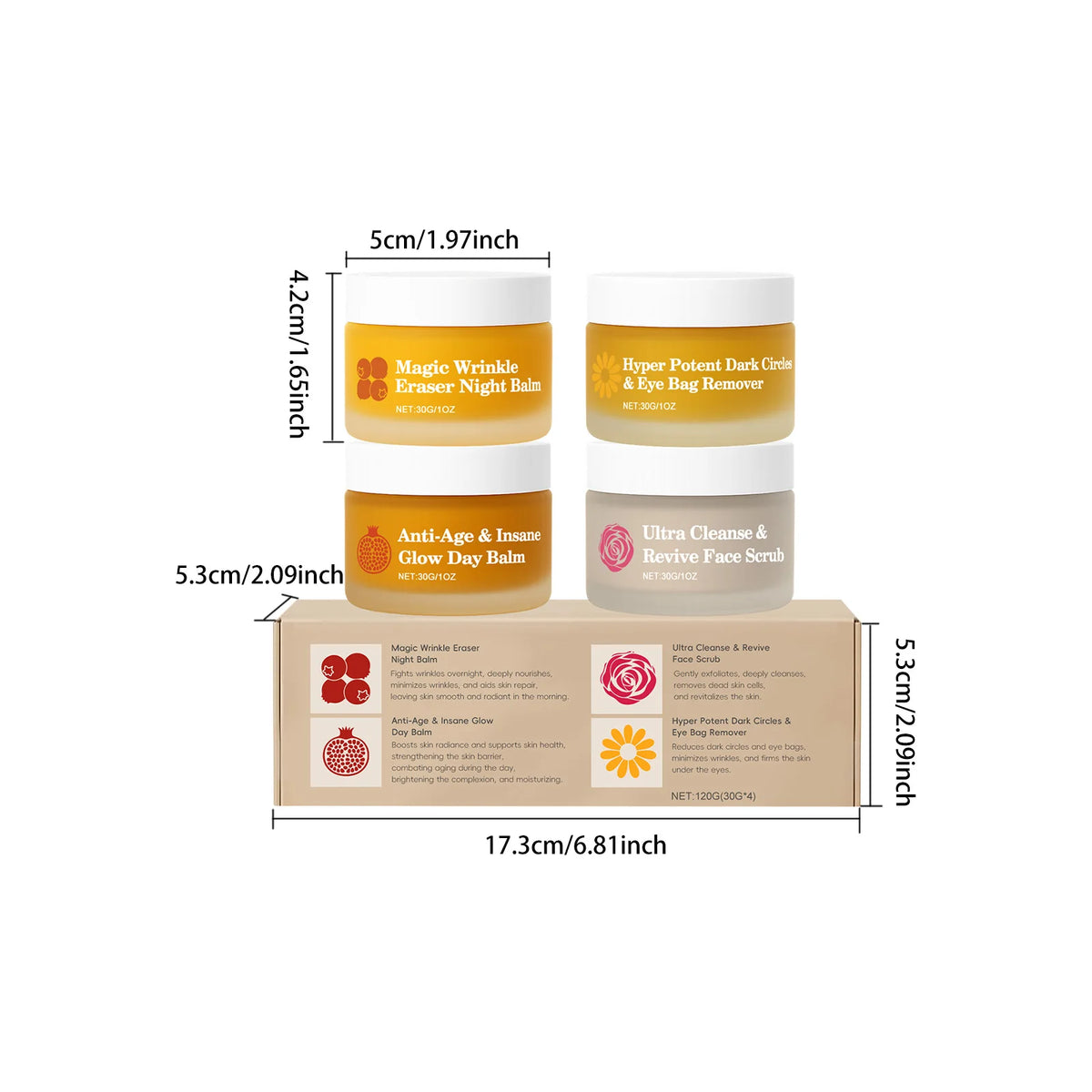 Anti-Aging Multi-Function Day Night Set Firm Skin Reduce Fine Lines Dark Circles Eye Bags Fade Wrinkles Exfoliate Care Kit