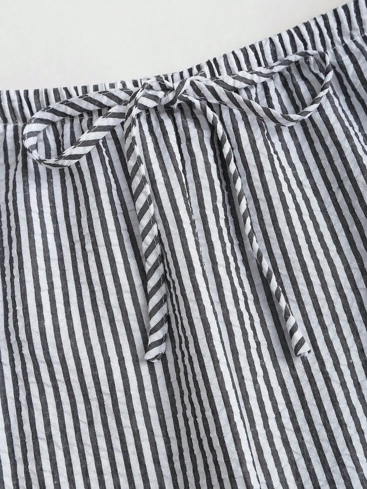 Summer Solid Color Tie Pants Set Stripe Casual Sweet Versatile Loose Comfortable Vacation Daily Two Piece Set