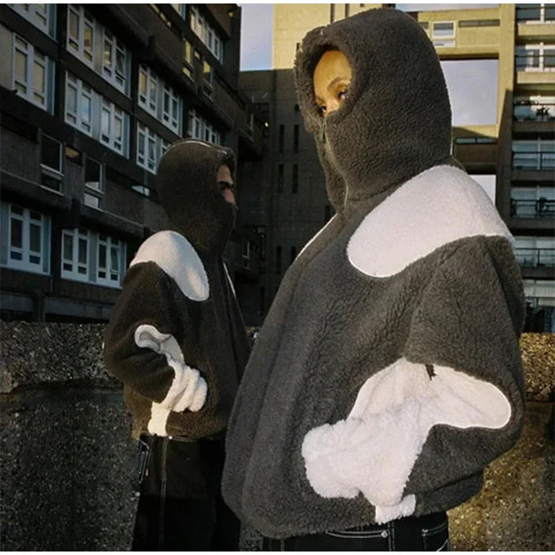 Y2K Zip up Hooded Sweater Harajuku Gothic Fleece Jacket Oversized Streetwear Men Women Hip Hop Fashion vintage sweatshirt top