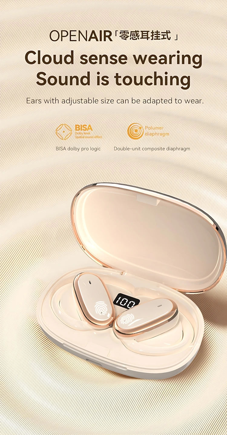 Bluetooth 5.4 Wireless Headphone Open Ear OWS Earphone Smart Touch Headset With Mic Waterproof Hifi Stereo Sound Wireless Earbud