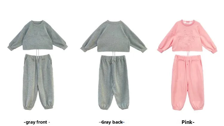 2026 Spring Children's Spring Clothes Round Neck Long Sleeve Sweater Boys and Girls Trendy Baby Stylish Children's Clothing 2PCS