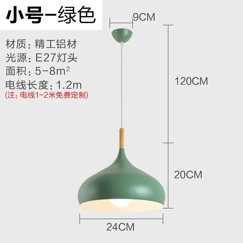 24cm European Style Pendant Lamp Macaroon Color Aluminum Products Chandelier Fresh Indoor Lighting in The Restaurant Bedroom