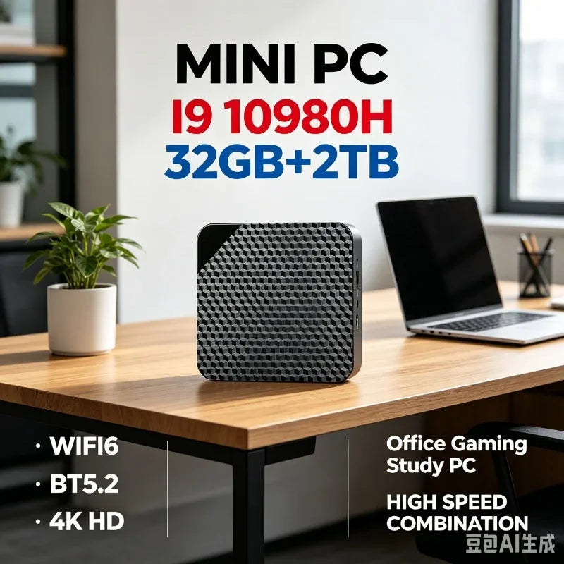 NEW Mini PC Intel Core I9 10980HK PC Gaming Computer 8/16GB RAM 1TB 2TB M.2 SSD WiFi 6 BT5.2 4K HD Portable Desktop Pc
