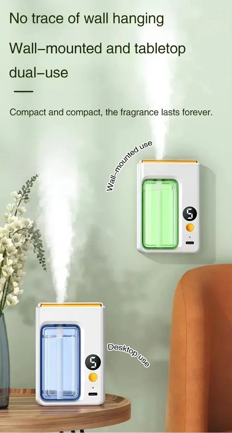 Smart Aroma Diffuser Air Purifier 5 Gears Digital Display Plant Essential Oils Wall Mount Tabletop USB Charging for Living Room
