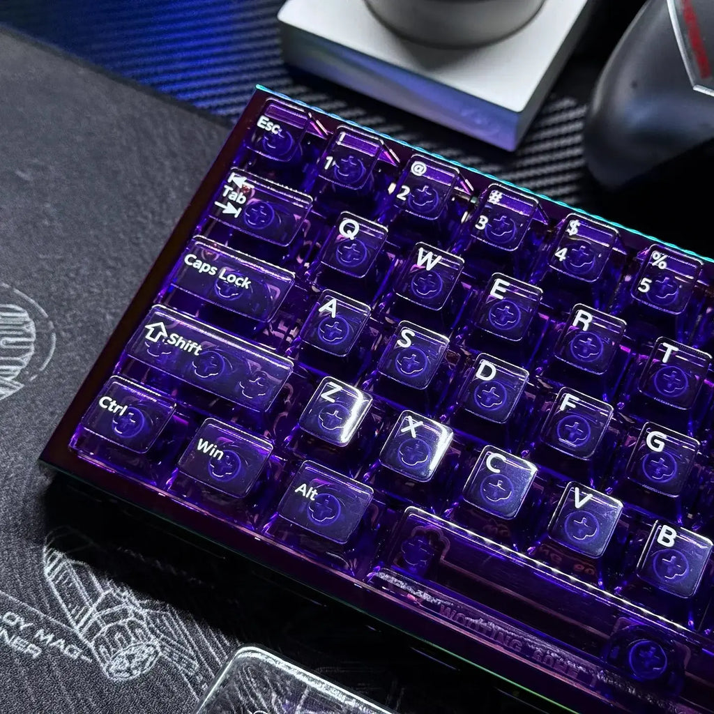 New Purple Transparent Clear Keycaps Crystal Ceramic Pc Keycap Rgb Shine Through Key Cap Mda Profile For Mx Switch Keyboard Gift