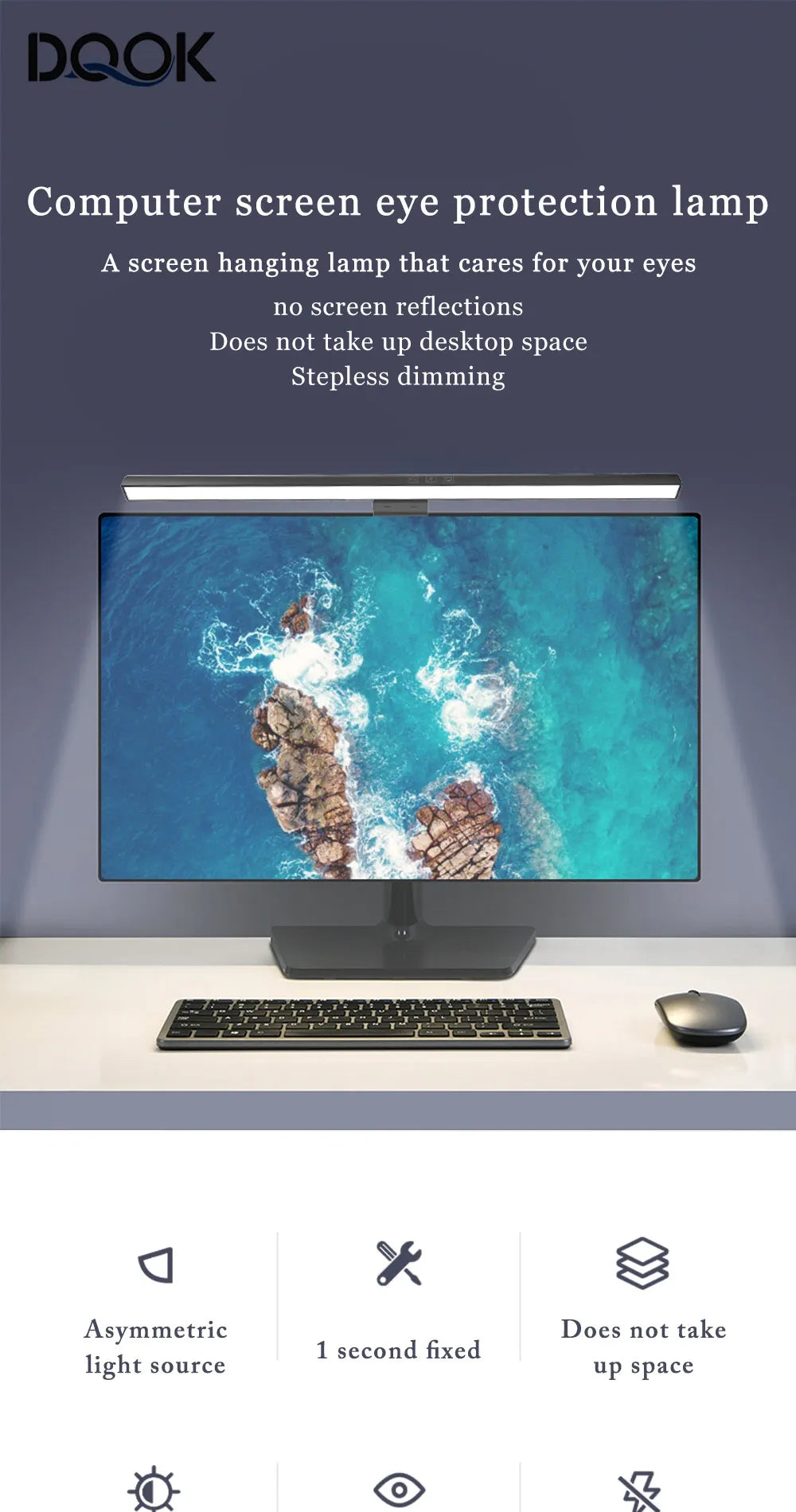 Screen LED Bar Desk Lamp PC Computer Laptop Screen Lamp  Hanging Light Bar Table Lamp Office Study Reading Light For LCD Monito