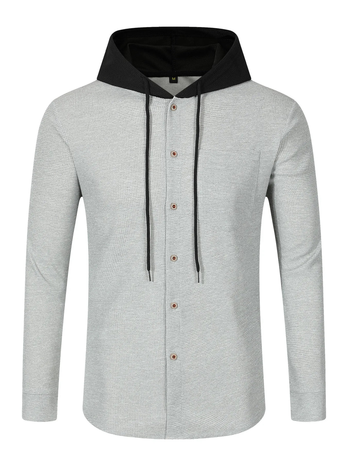 Men's American Autumn Waffle Casual Hooded Color-blocking Long-sleeved Cardigan Jacket And Trousers Set