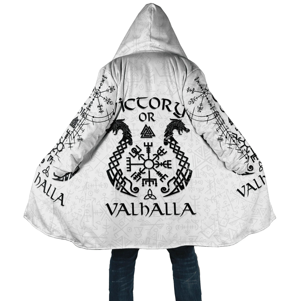 Winter Fashion Mens cloak Norse Odin Raven Tattoo 3D Printed Thick Fleece Hooded Coat Unisex Casual Warm Cape coat DP23