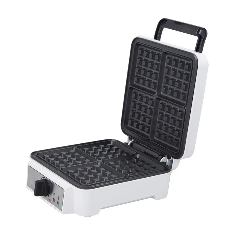 Custom OEM 1200w 4-piece non-stick square stainless steel Belgian waffle maker for breakfast at home