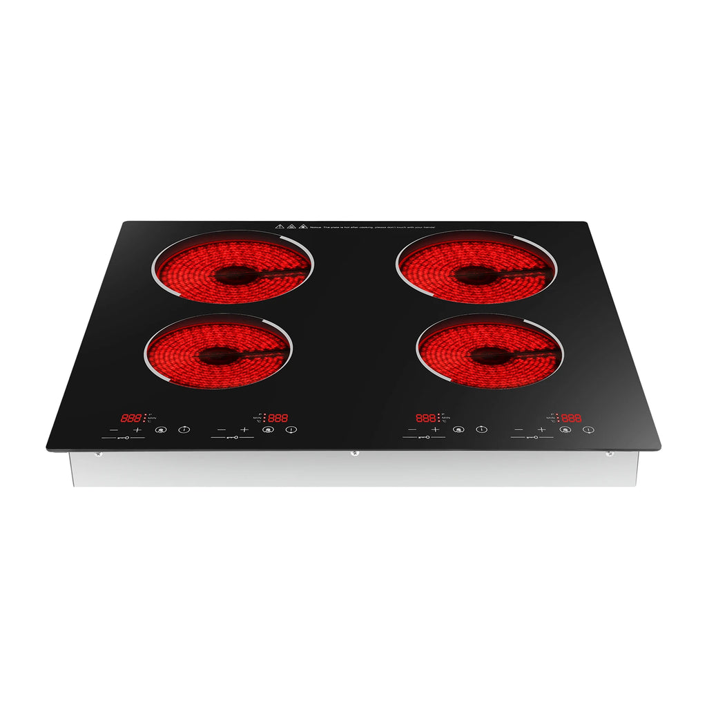 4 Burners Electric Ceramic Cooktop 110V 3000W LED Touch Control Built‑in Countertop Stove Flexible Adjustment for Home Kitchen