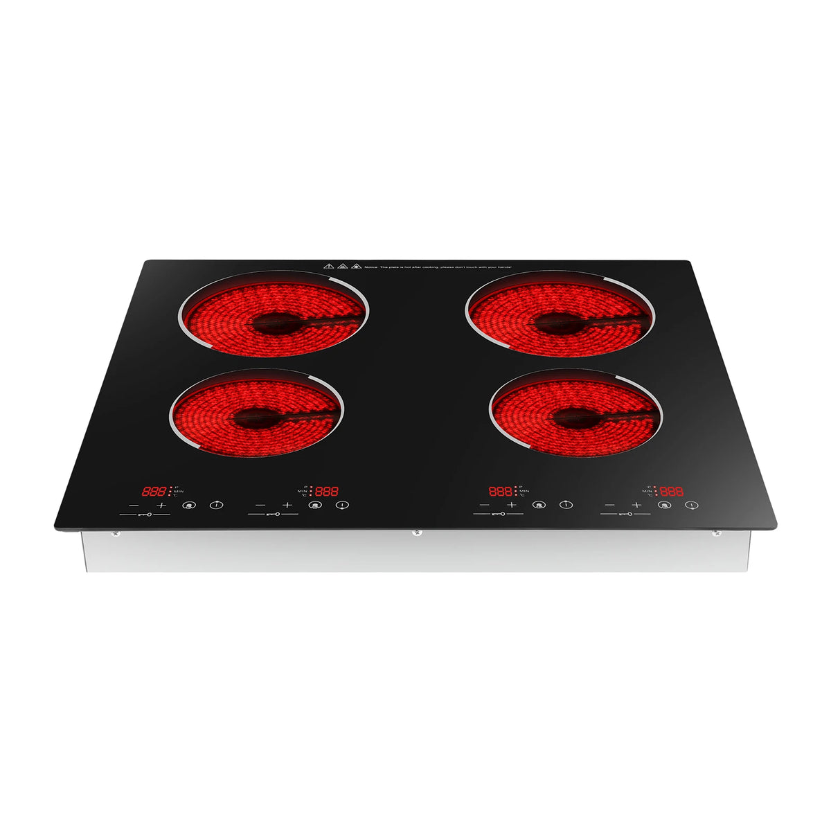 4 Burners Electric Ceramic Cooktop 110V 3000W LED Touch Control Built‑in Countertop Stove Flexible Adjustment for Home Kitchen