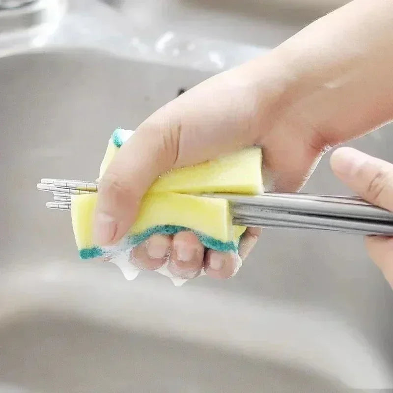 Magic Cleaning Sponge, Double-Sided Highly Absorbent, Rust & Grease Remover, Kitchen Scrub Brush, Pot Cleaner Tool