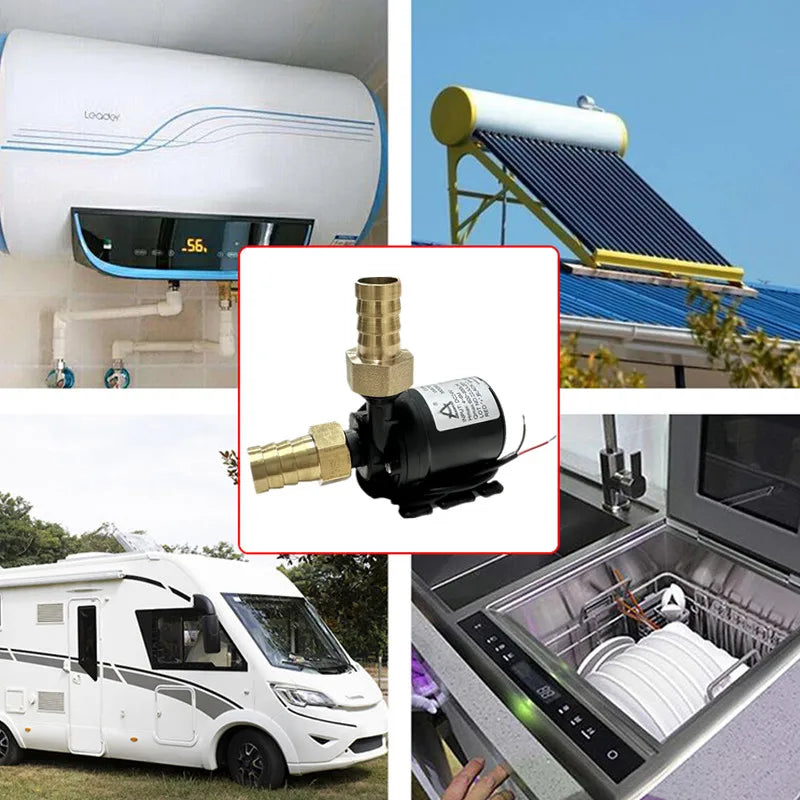Water Pump 12V DC 24V Mini Brass Quick Joint Brushless Heater Solar Hot Water Pumps 1/2' The Fish Tank Submersible Pump