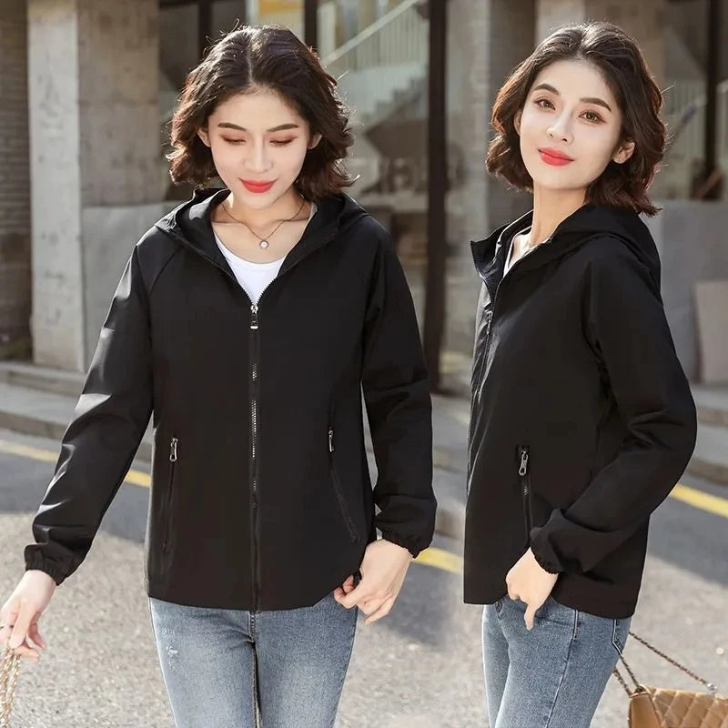 2025 New Oversize Women'S Jackets Large Size Spring Autumn Women Trench Coats Hooded Windbreaker Short Loose Coat Women Outwear