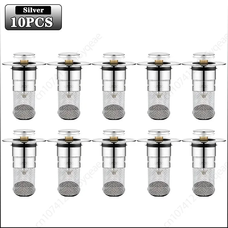 1-20PCS Kitchen Bathroom Sink Stopper Stainless Steel Rust Proof Drain Strainer Anti Odor Anti Clog Pop Up Drain Filter