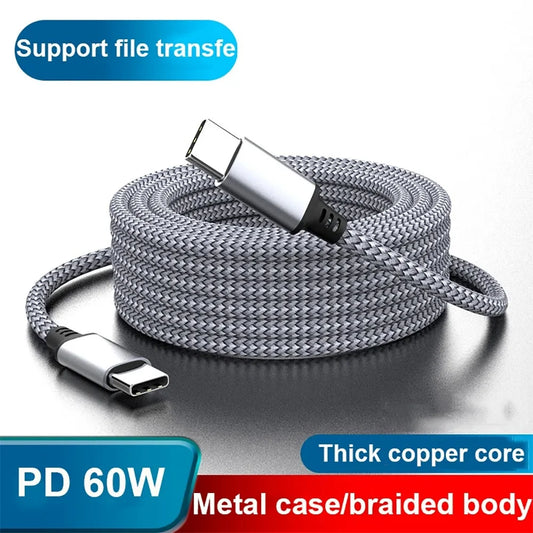 60W 1m/2m/3m/5m Dual-head Type-C Fast Charging Data Cable Mobile Phone Accessories Data Transmission for Samsung Huawei Millet