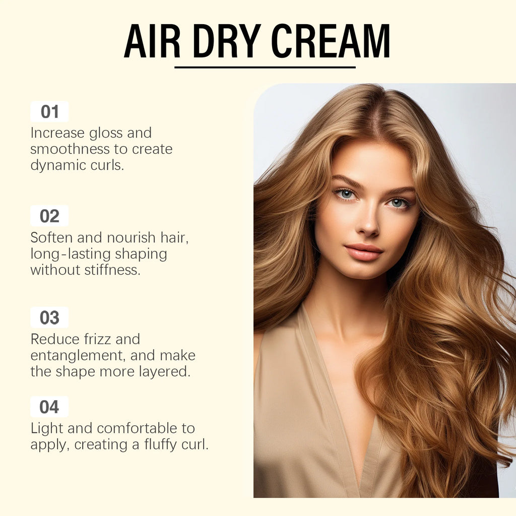 Air Dry Cream Non Greasy Anti-Frizz Oil Control Reduce Hair Tangles Hair Smoothing Increase Elasticity Curly Hair Styling Cream