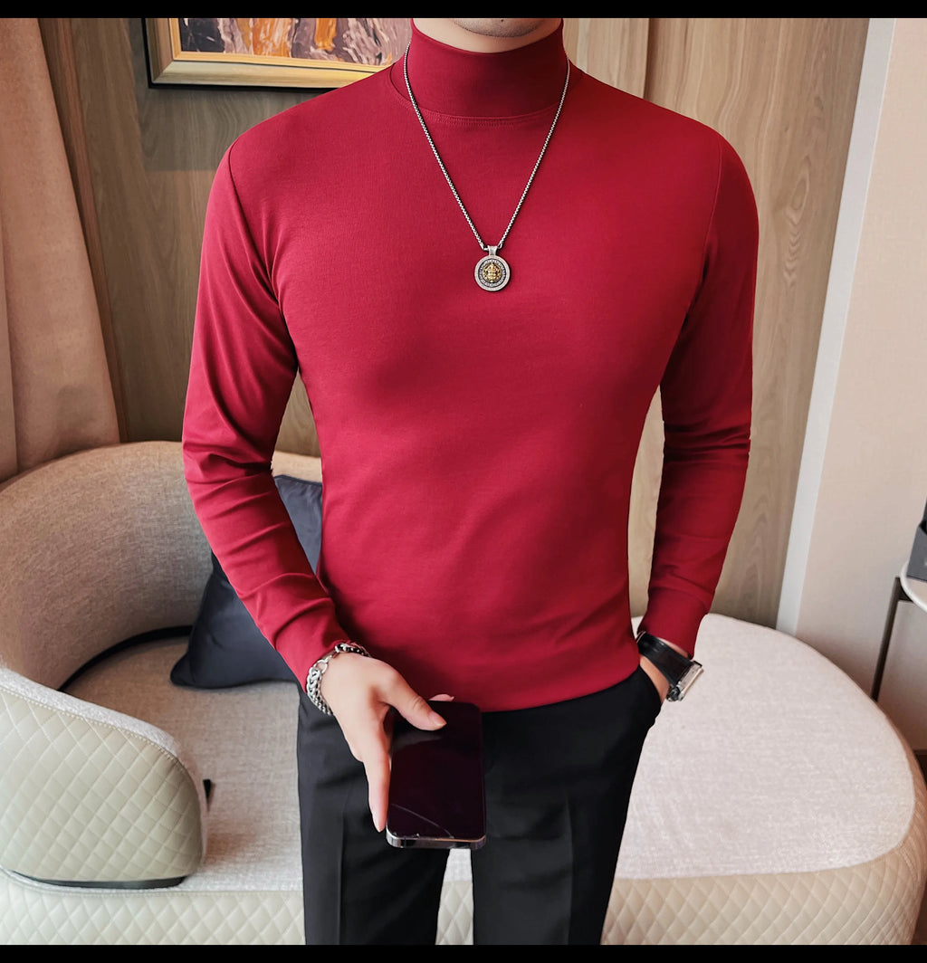 Men's T Shirts Autumn Winter New Turtleneck Long Sleeve T-Shirts For Men Clothing 2025 Slim Fit Casual Basic Tee Shirt Homme 5XL