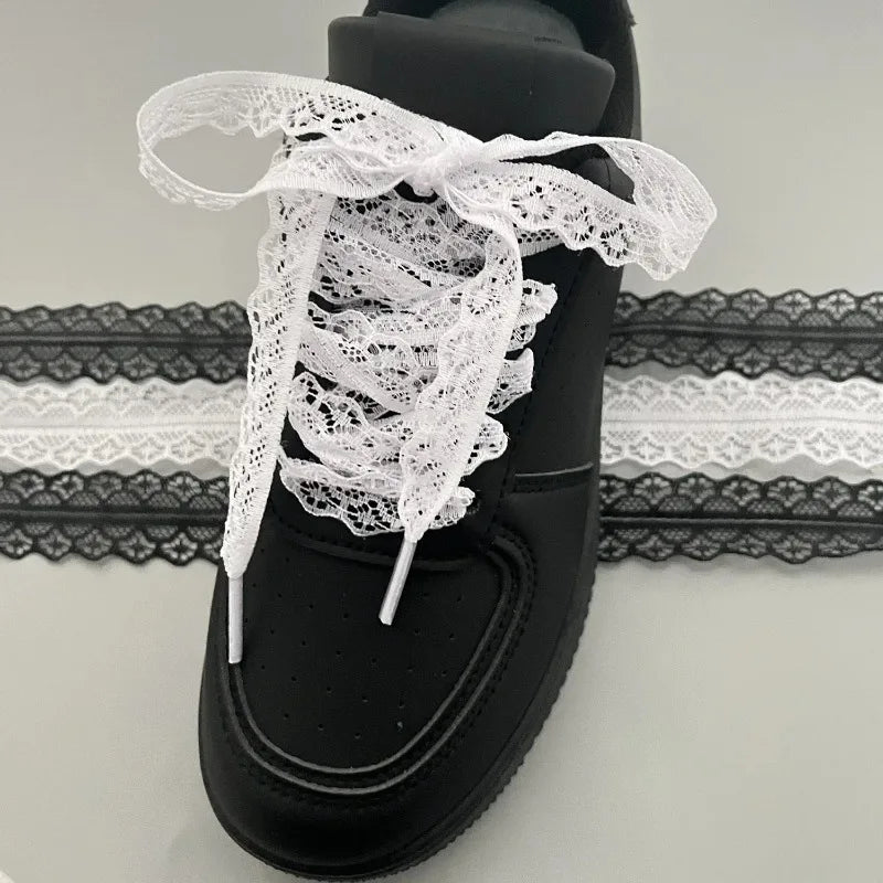 Lace Shoelaces for Women Casual Shoes 2.9CM Width Flat Shoelace for Sneakers Shoe Laces Accessorices Fancy Silk Shoelaces